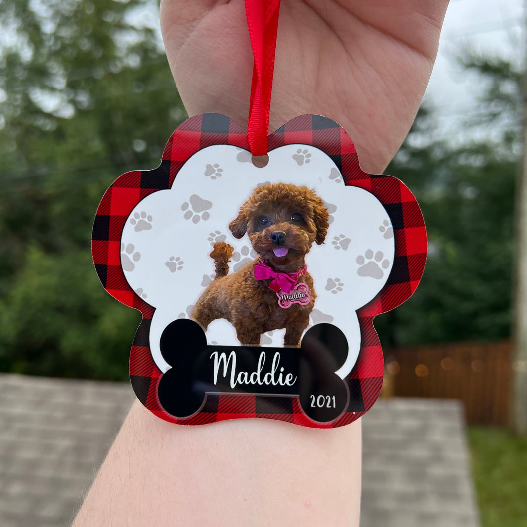 Custom Image Dog Paw Print Ornament