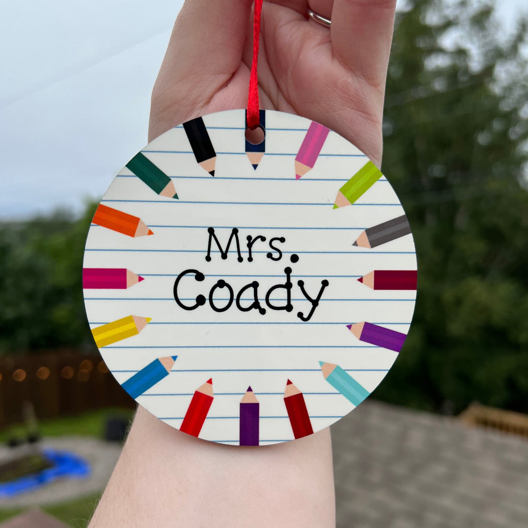 Coloured Pencil Teacher Ornament