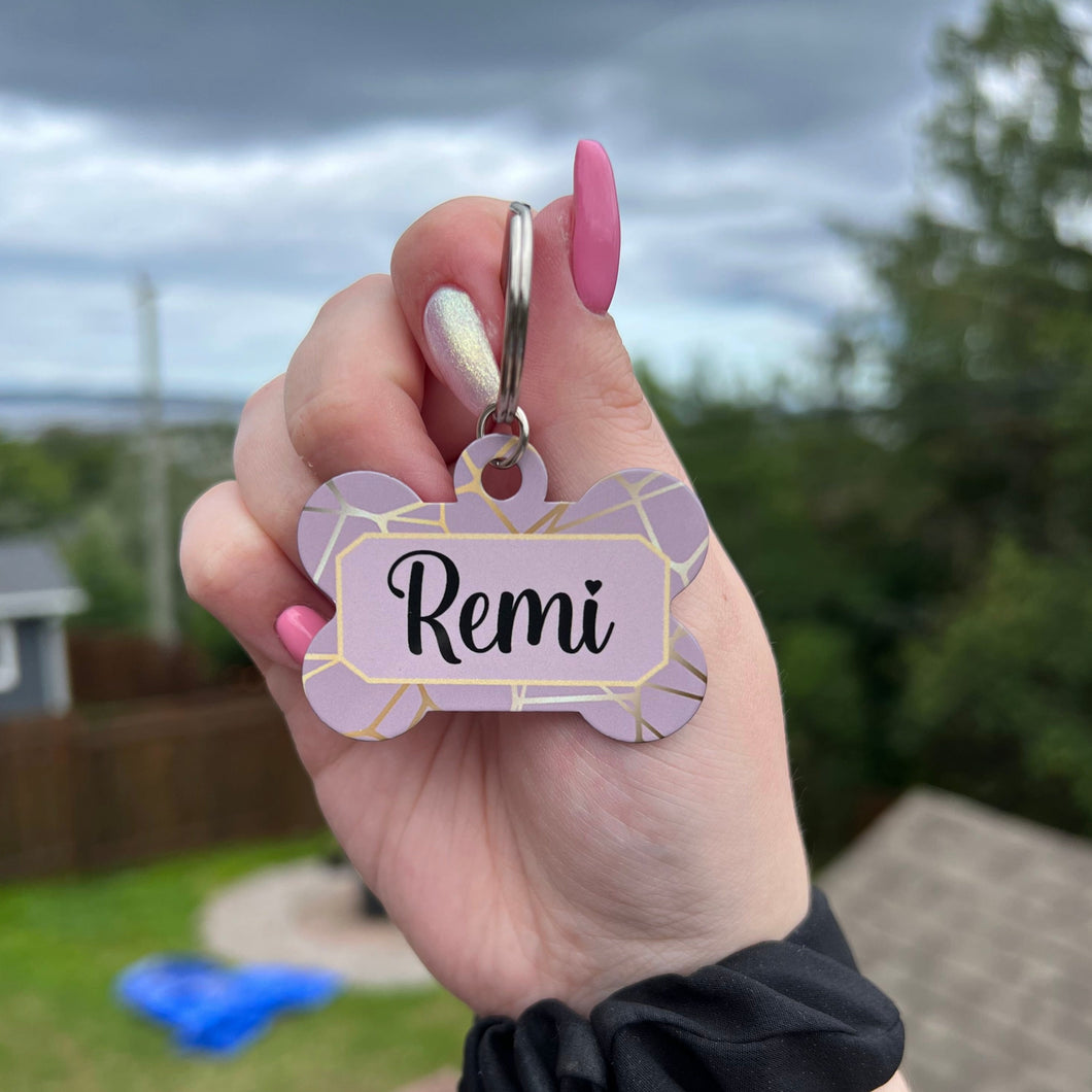 Pink and Gold Pet ID Tag