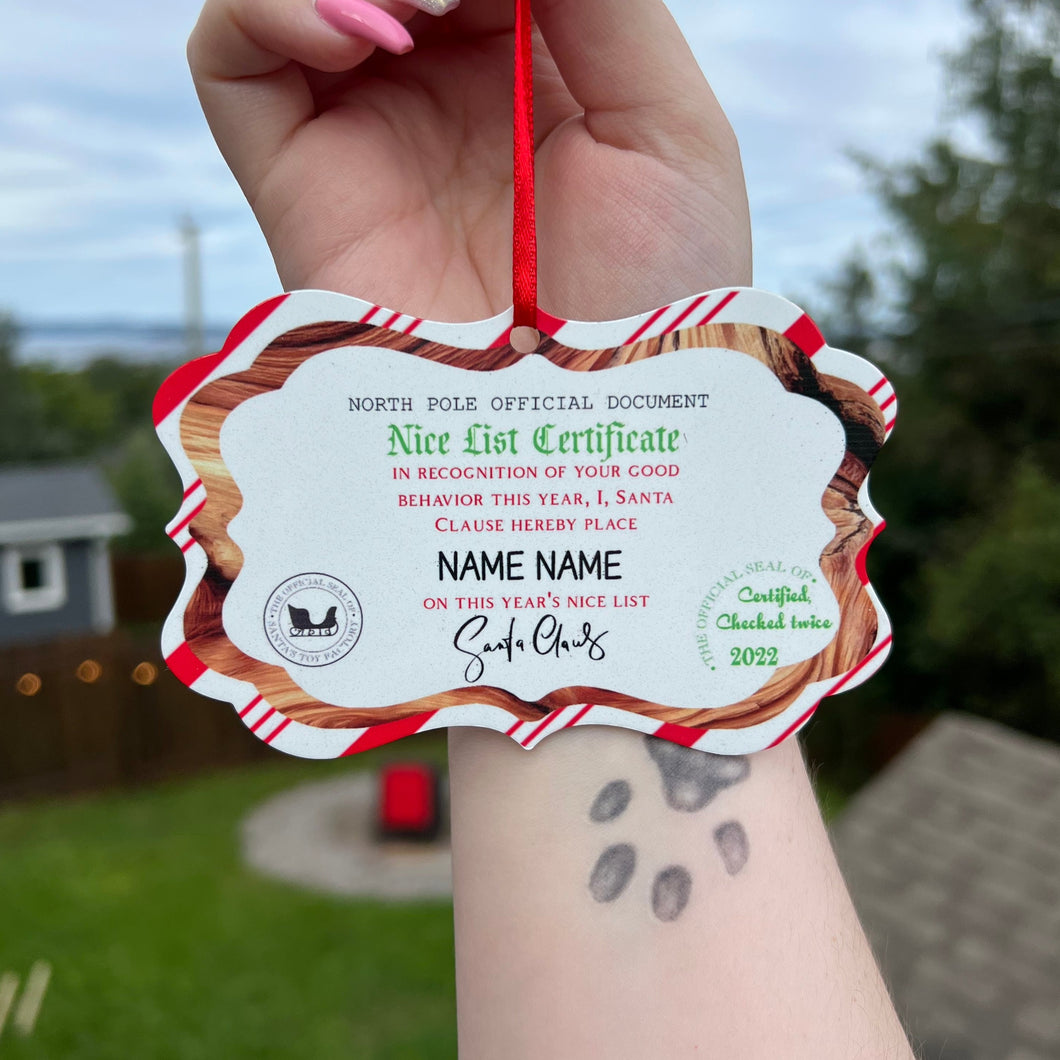 Nice List Kids Ornament