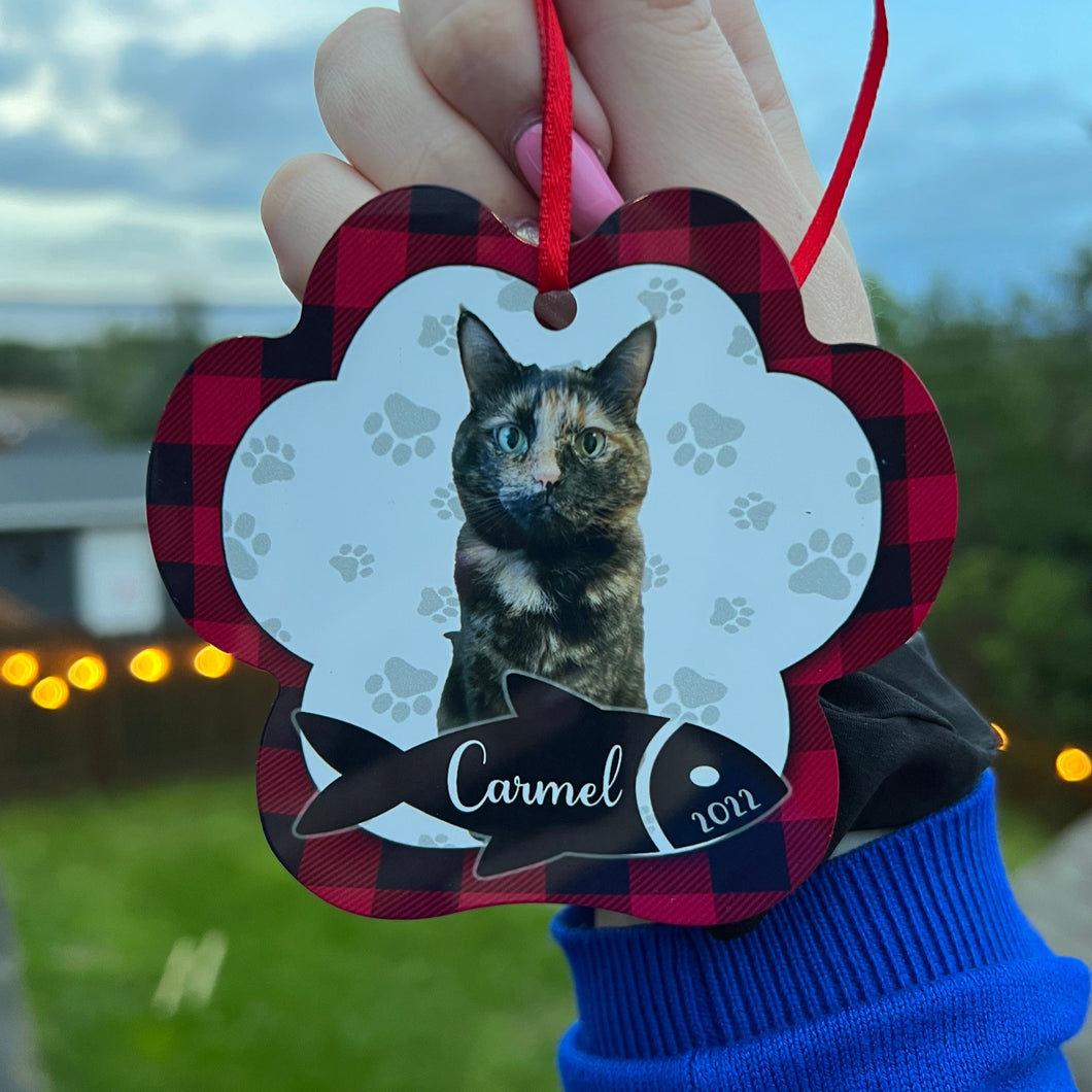 Custom Image Cat Paw Print Ornament