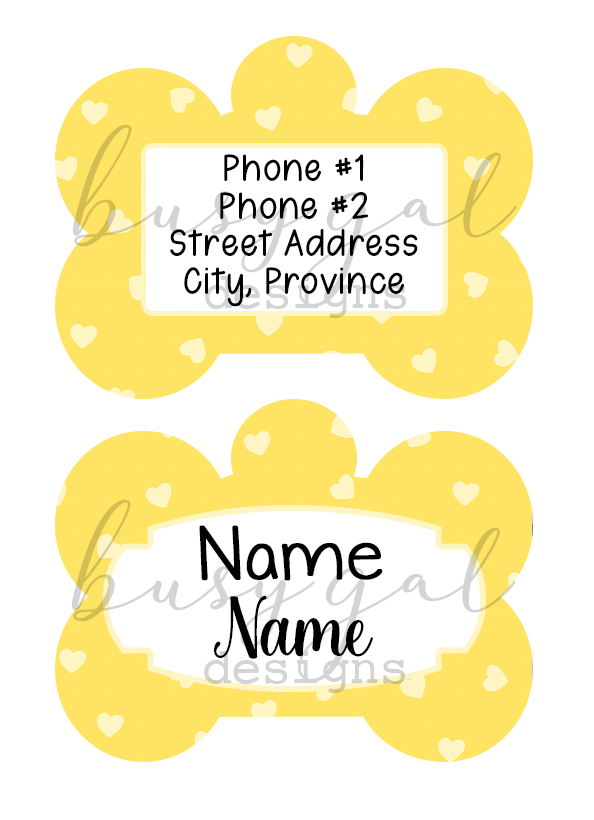 Yellow Hearts Pet ID Tag