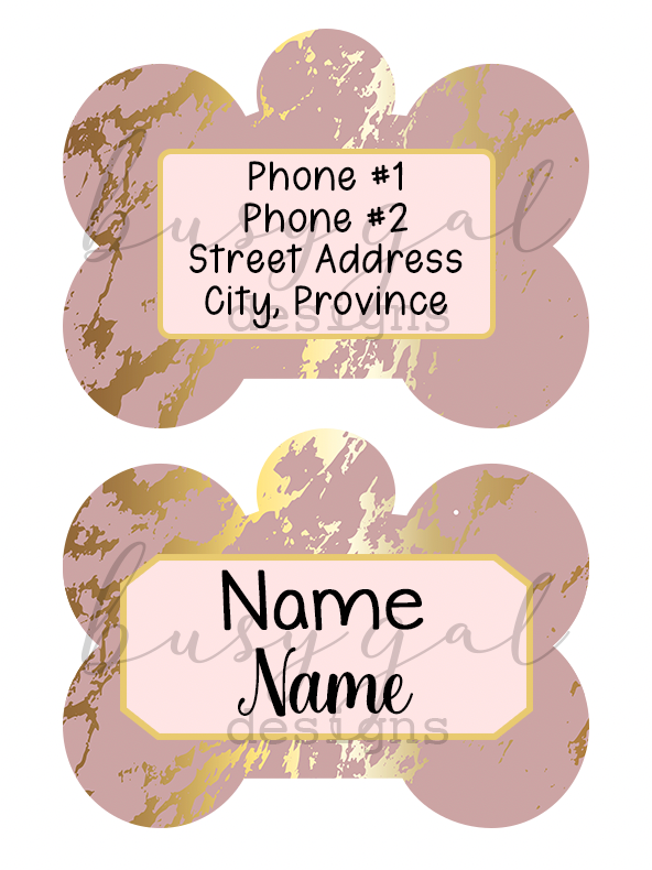 Pink Marble Pet ID Tag