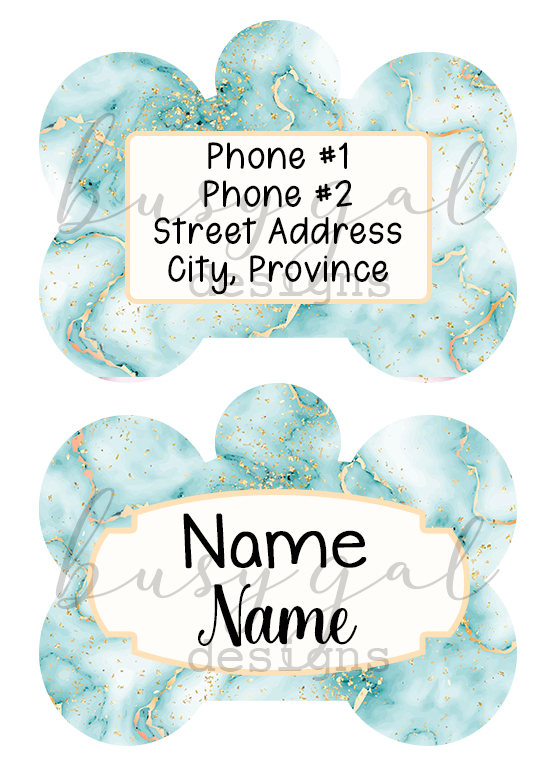 Blue Marble Glitter Pet ID Tag