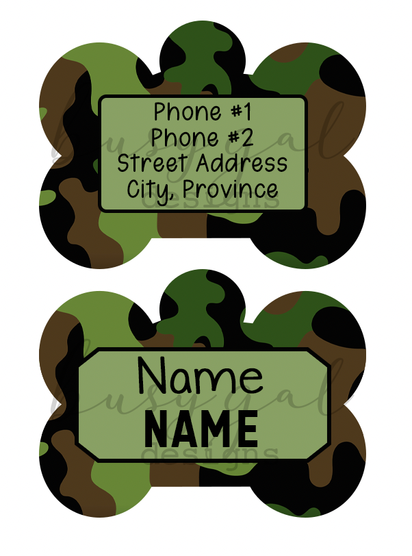 Green Camo Pet ID Tag