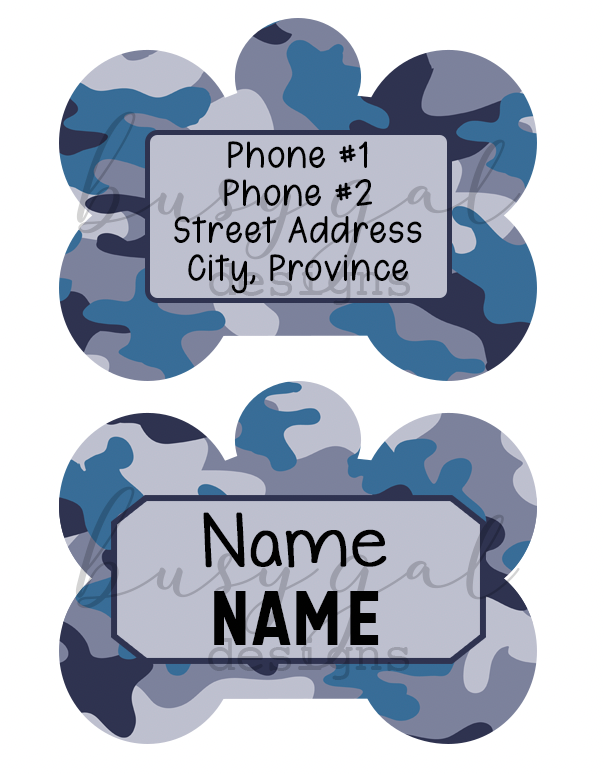 Blue Camo Pet ID Tag