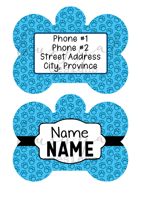 Blue Paw Print Pet ID Tag