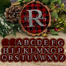 Load image into Gallery viewer, Red Plaid Rustic Wood Slice Ornament
